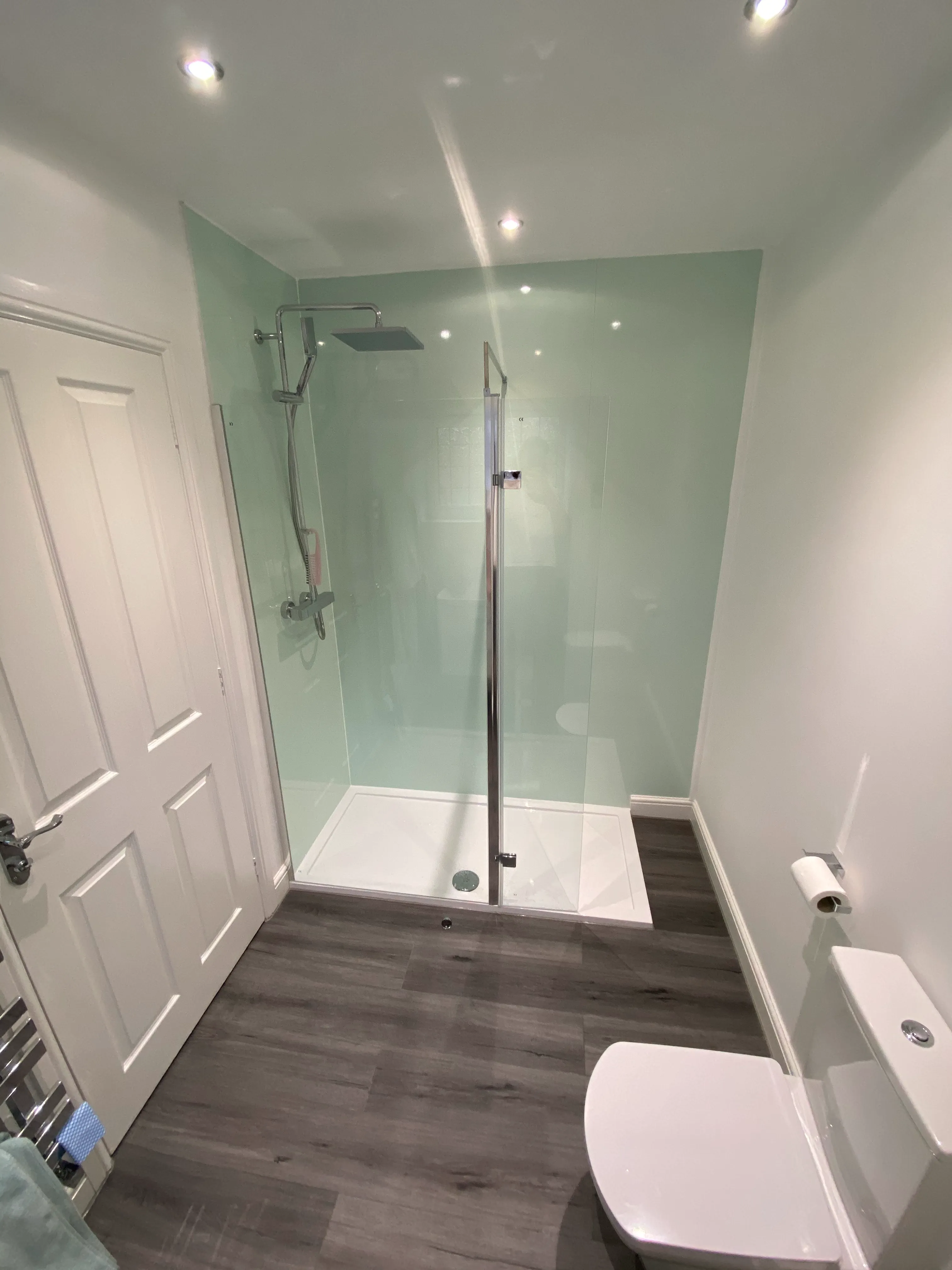 standing shower in a bathroom